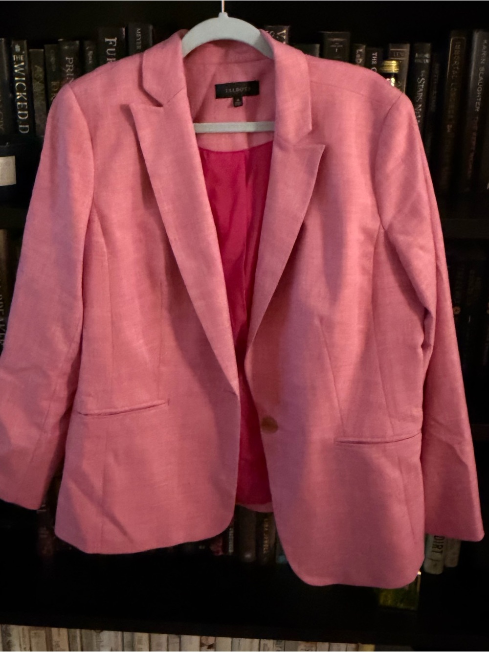 Talbots Pink Linen-Blend Single-Button Blazer